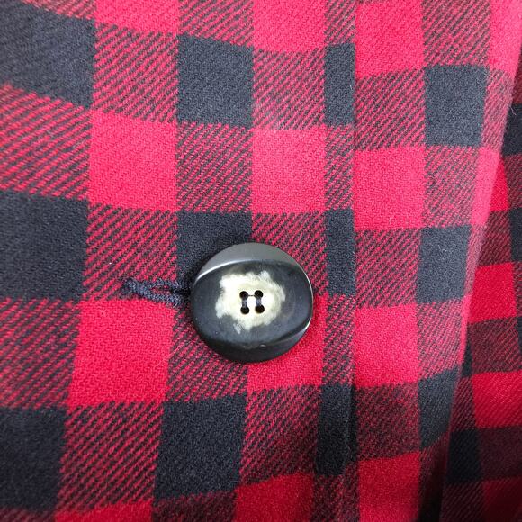 Pendleton Womens 10 Red Black Buffalo Plaid VTG Virgin Wool Jacket Shacket 80s - Picture 9 of 12